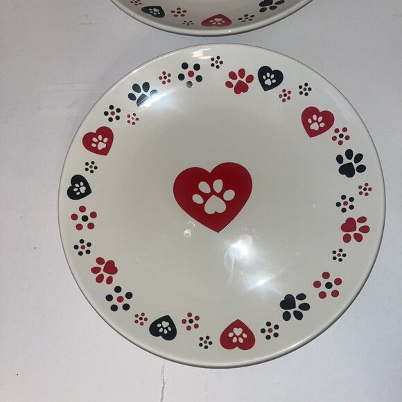Temp-tations By Tara Dinner Plates 10.5" Pawfetti Set of 4 Paw Prints and Hearts - Picture 2 of 10